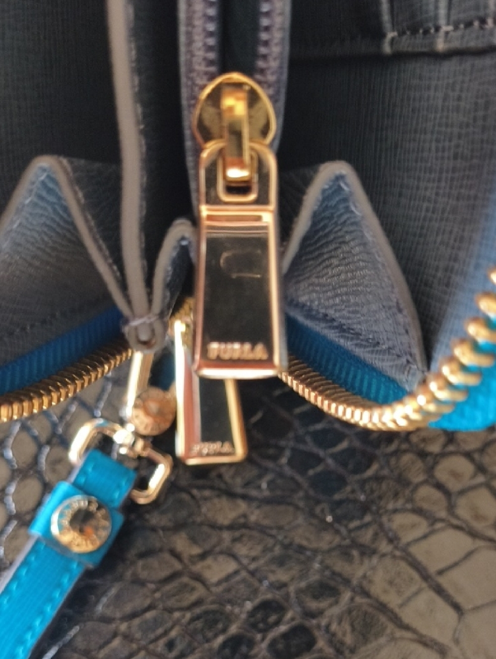 Furla Zip Wristlet Wallet in Bright Blue - Picture 9 of 11